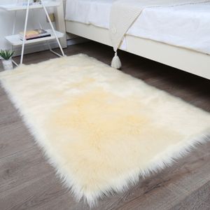 NATTE - TAPIS DE PLAGE Tapis blanc épais en fourrure douce,pour salon,chambre à coucher,en peluche,Imitation laine- 9970-Light Yellow-100x160cm 39x63inch