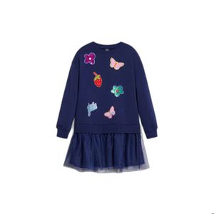 Très jolie ROBE fille 11/12 ans (146-152) DESIGUAL REVERSIBLE bleu/rose fuchsia