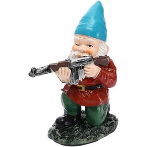 STATUE - STATUETTE   Nain De L'Armée Amusant Tenant Un Pistolet - Figurines De Personnages De Bande Dessinée En Résine - Décoration Miniature
