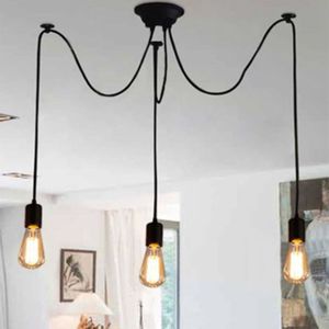 LUSTRE ET SUSPENSION Suspension Lustre Araignée 3 Tête Lampe de Plafond DIY Luminaire Corde 150cm Ajustable - Yote