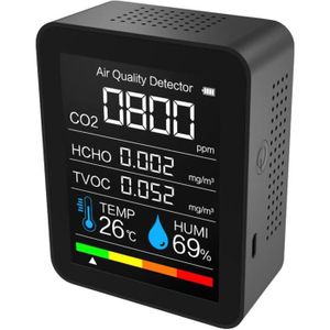 Hygromètre avec mesure dhumidité et thermomètre Appareils mesurant qualité air intérieur Mesure et competeur dioxyde de carbone Capteur co2 maison Tackly Mini Détecteur co2 portable 