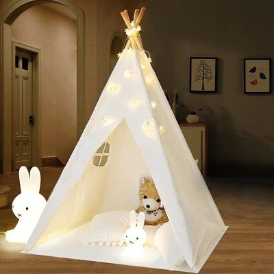 Nukido, Tente Pour Enfant Tipi Teepee Grise Avec Guirlande, Coussins, Grand Tapis, Stabilisateur