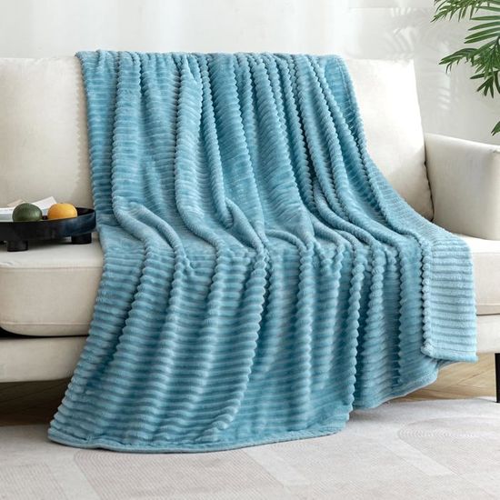Couverture Douillette 180x200 Cm - Flanelle Microfibre 300GSM - Imprimé Océan Bleu Foncé - Pour Canapé, Lit, Voyage - Réversible - 5