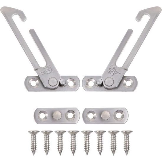 Lot De 2 Crochets Entrebâilleur Pour Fenêtre Ou Porte – Acier Inoxydable, Finition Chrome Poli
