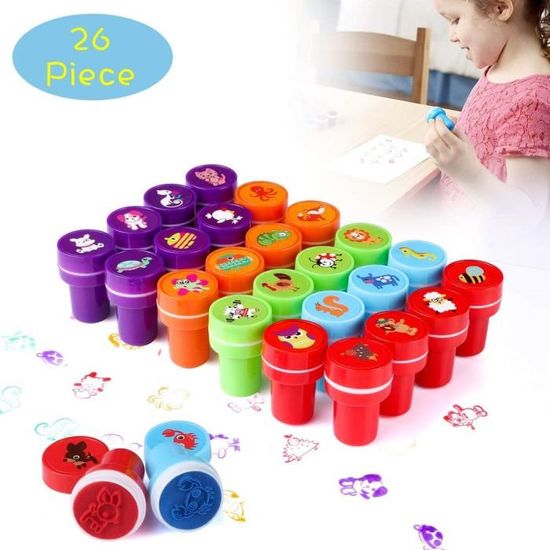 26 Tampons Enfant Auto-encreurs Assortis - Timbres Animaux Pour Cadeaux Anniversaire