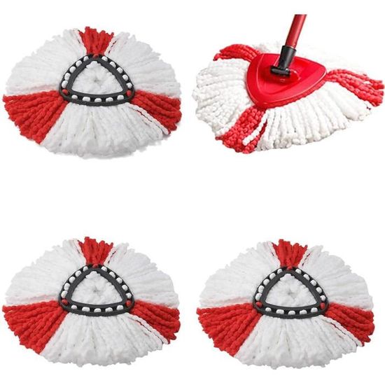 Housse De Rechange Pour Balai Vileda Turbo 2 En 1 - 4 Têtes Microfibre + Manche + Base + Brosse - Nettoyage Sec Et Humide - 8