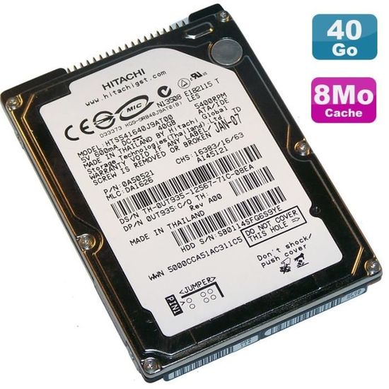 Disque Dur IDE 2.5" 40 Go - 5400 Tr/min - Pour Anciens Ordinateurs Portables Et Appareils IDE