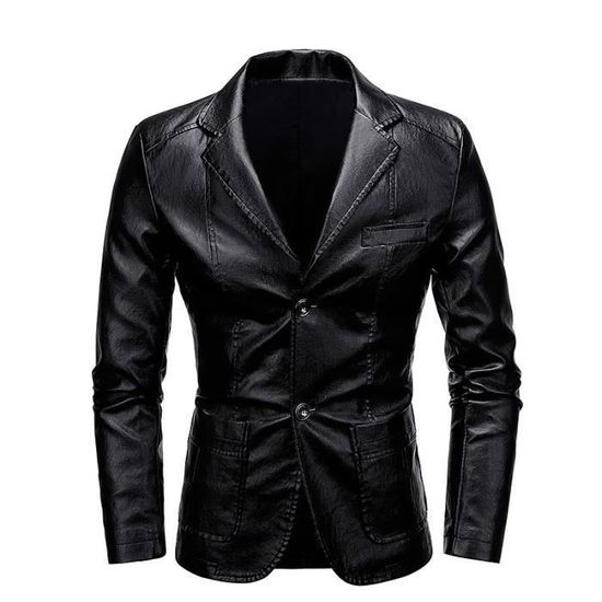 Blouson Harley Davidson Vintage Blouson Moto Vintage Cuir Synthétique Homme - Style Rétro - Multi-Poches Zippées Veste Cuir Synthétique Homme