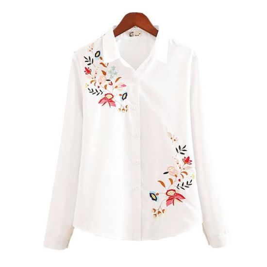 Damart Chemises manches longues Chemisier brodé en tissu flammé femme jaune | France