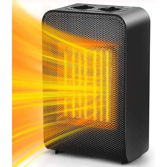 Radiateur Soufflant Céramique 1500W - 3 Modes (800W/1500W/vent), Anti-basculement - Pour Bureau, Chambre, Salle De Bain