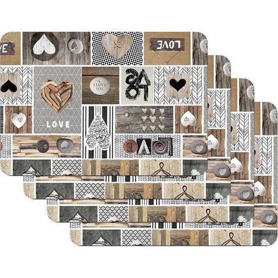 Famibay Set De Table Plastique Noel Argenté Sets De Table Vynile Anti Chaleur Napperon De Table Decoratif Rond Napperons De Cuisine Facile à Nettoyer