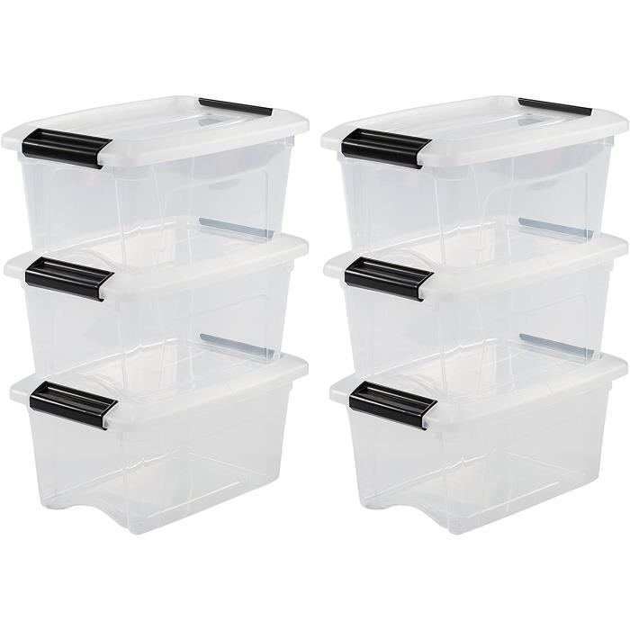 Iris Ohyama, lot de 6 boîtes de rangement empilables - New Top Box NTB-5 - Plastique, transparent, 5 L, 28,5 x 19,5 x 14 cm