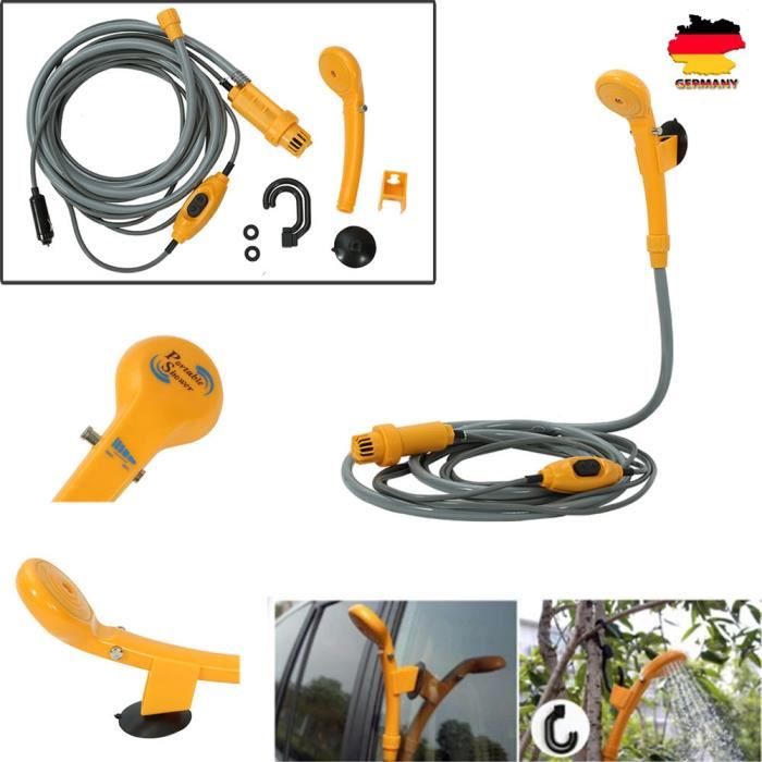Douche de camping portable 12V avec pompe immergée - voyage randonnée voiture
