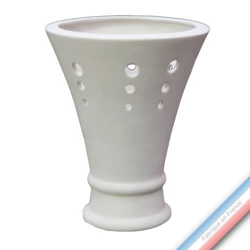 Collection S & W - Photophore Pointé blanc mat - H 15 - Diam 12 cm - Lot de 1