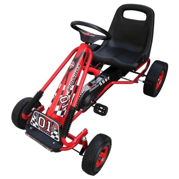 Kart à pédales rouge, siège ajustable
