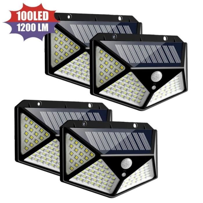 1-2-4 pièces lampe solaire 100 LED lampe murale solaire avec capteur de mouvement PIR IP65 étanche lampes solaires po - 1Pcs -