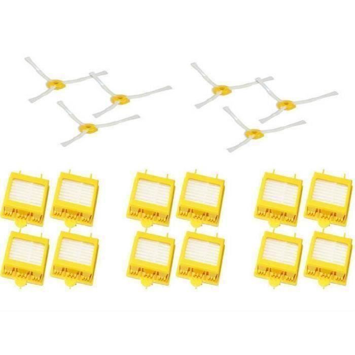 De 12 Filtres HEPA + 6 3-Bras Brosse Latérale Pour iRobot Roomba série 700(760 770 780 790)