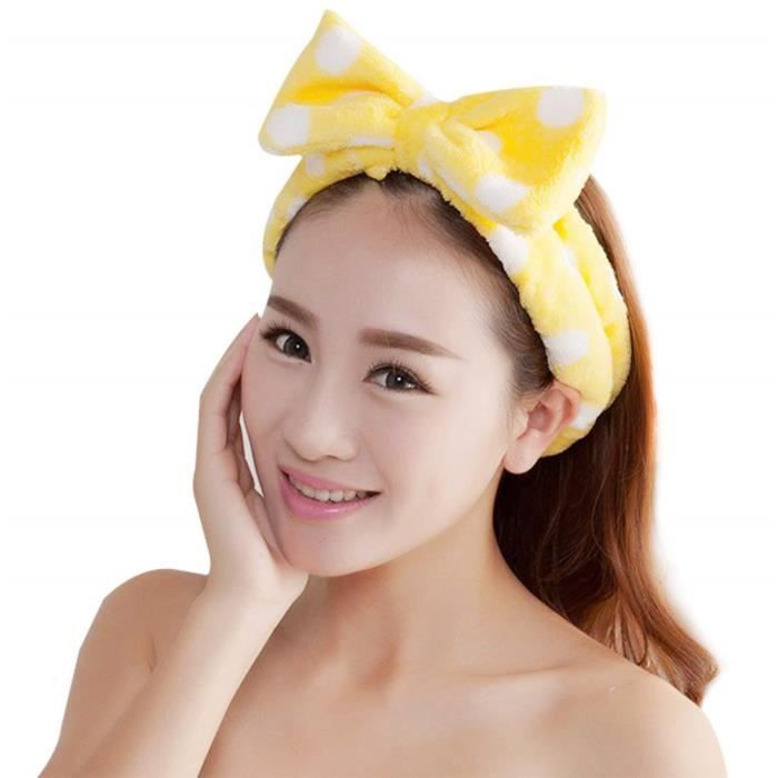 Bowknot Bandeau Bande De Cheveux Accessoires De Cheveux De Cheveux Pour Maquillage Nettoyage Du Visage Soins Du Visage, Jaune