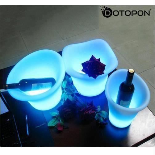 Dotoponpurple violetQualité Alimentaire PE en plastique lumineux LED seau à glace champagne seau Bar Ambiance de Fête Accessoires