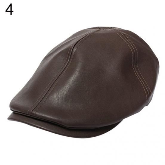 Casquette à visière en faux cuir pour hommes, bonnet de journaux, béret, béret de taxi, chapeau de golf plat Gatsby, café