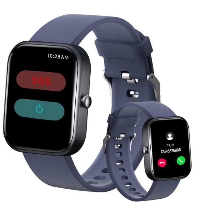 Montre Connectée CHRONUS Avec SOS en Fonction MAI Health Index Montre intelligente Bluetooth 2,0''pouces pour Android IOS Bleu