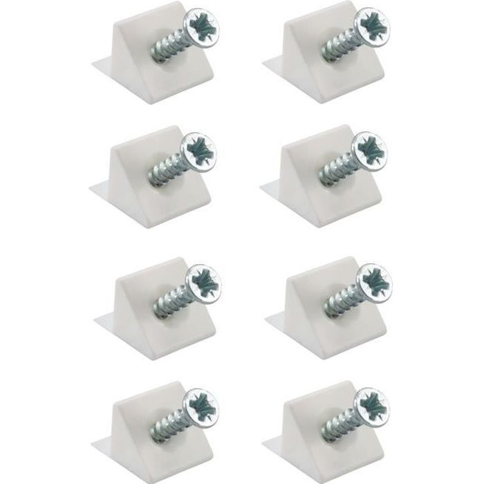8x taquet de renfort plastique blanc à vis étagère meuble tiroir cale support raccord angle droit assemblage réparation équerre
