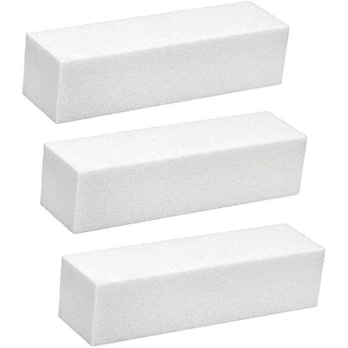 Lot de 3 Pièces Blocs Blancs Polissoirs Lime à Ongles Nail Art Tips Tool