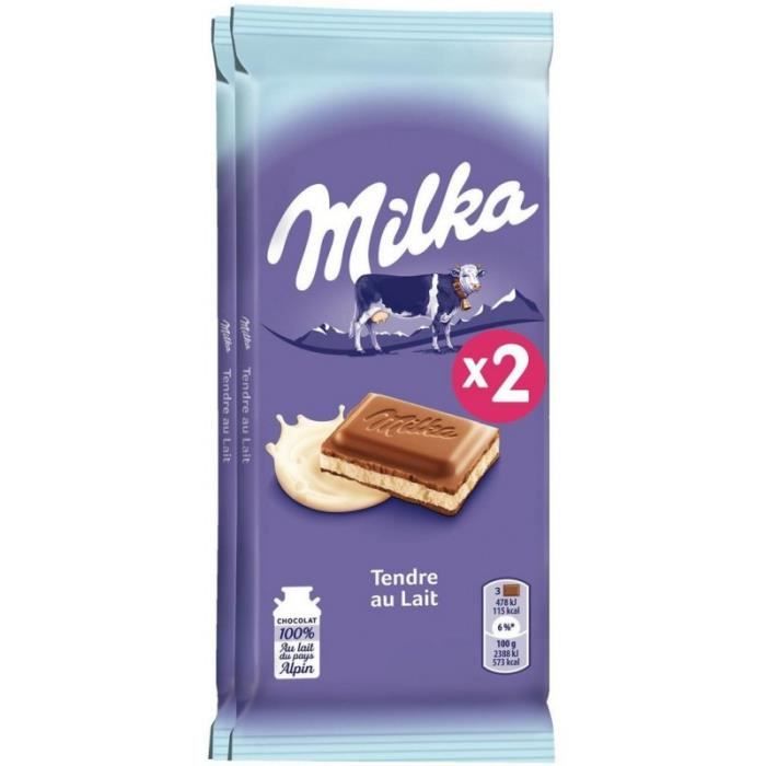 Milka Tendre au Lait 2x100g (lot de 6 soit 12 tablettes)