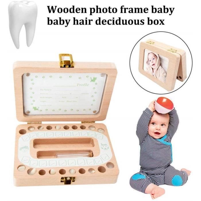Boîte à Dents de Lait pour Enfants, Dents Boite Souvenir Cadeau Bébé avec la Première Dent et Friser les Cheveux