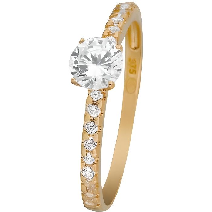 Mes-bijoux.fr - Bague Femme Destinée Or Jaune 375-1000 et Zirconium - BI91028Jgv_60