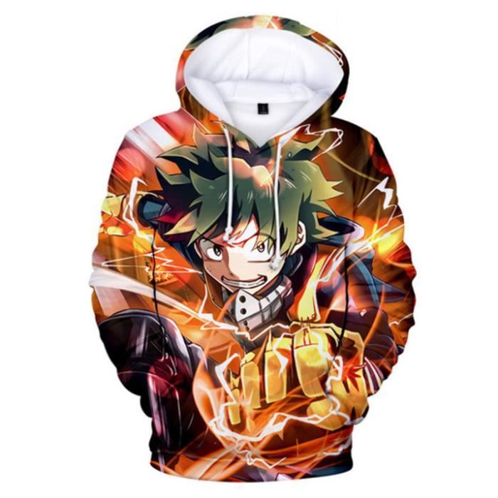 SWEAT-SHIRT Mixte - Sweatshirt à capuche imprimé mode My Hero Academia Adulte - orange YG™