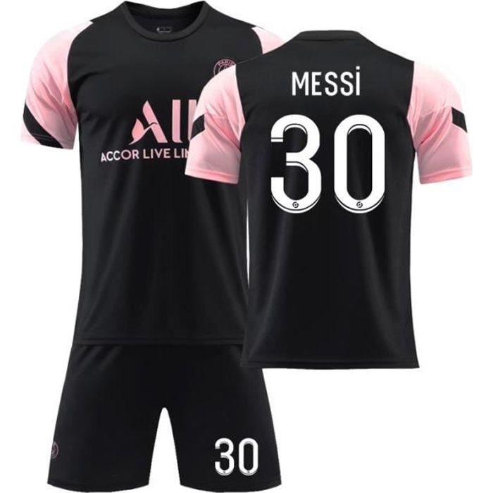 Maillot de Football 2122 T-Shirt de l'équipe Paris-Messi 30 Tenue de Training Noir Tenue de Formation Respirant pour Junior Enfant