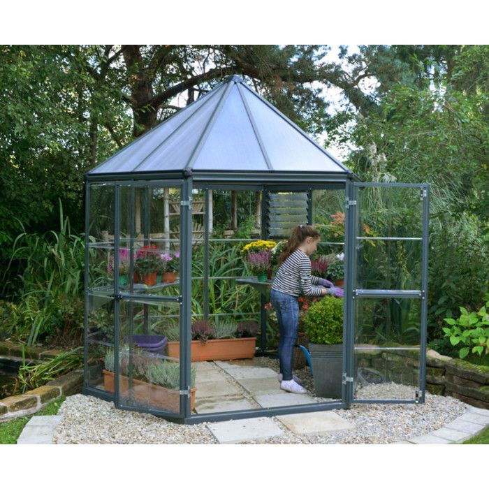 CANOPIA BY PALRAM Serre de jardin hexagonale Oasis 4m² Gris