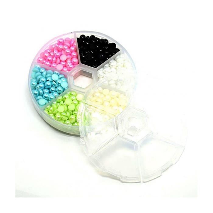 Accessoires création kit cabochons perles nacrées pastels 5 x 2,5 mm 990 pièces Multicolore