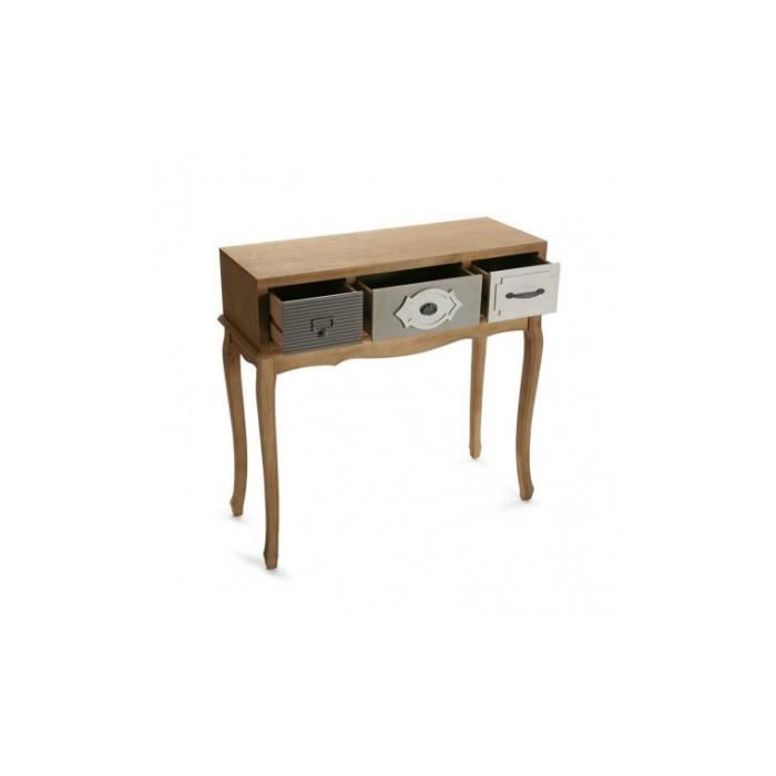 Console bois 3 tiroirs baroques crèmes LERIN