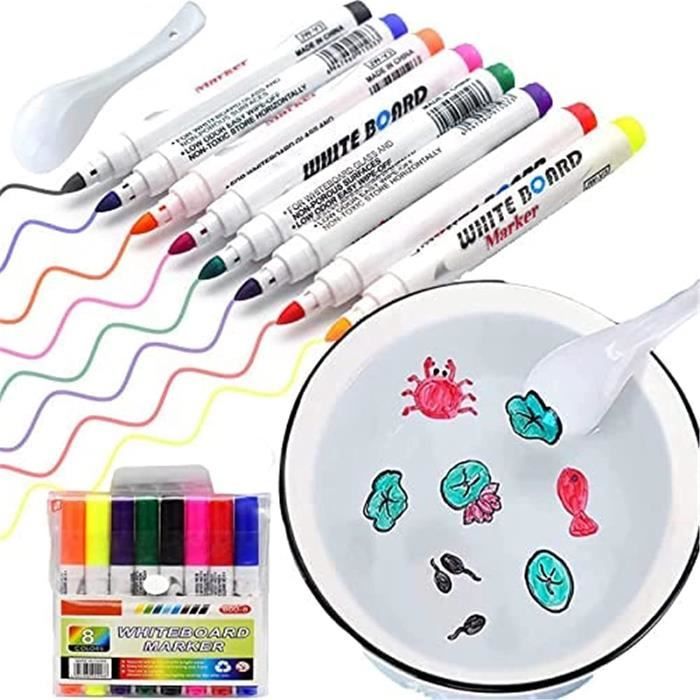 Stylo De Peinture À l'eau Magique 8Couleurs avec Cuillère,Stylos De Dessin De Griffonnage Magiques Intéressants pour Enfants Adultes