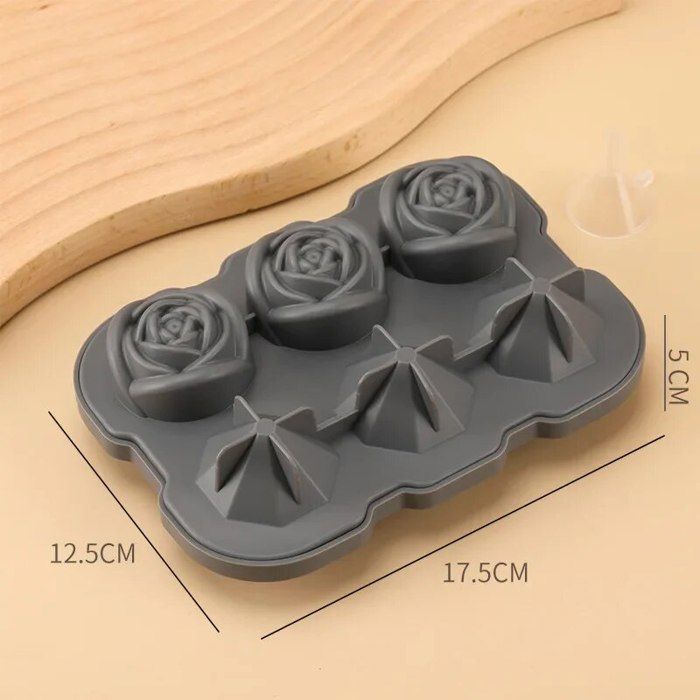 Moule à Glaçons Rose 3D - 9 Grandes Roses Avec Couvercle, Silicone Sans BPA