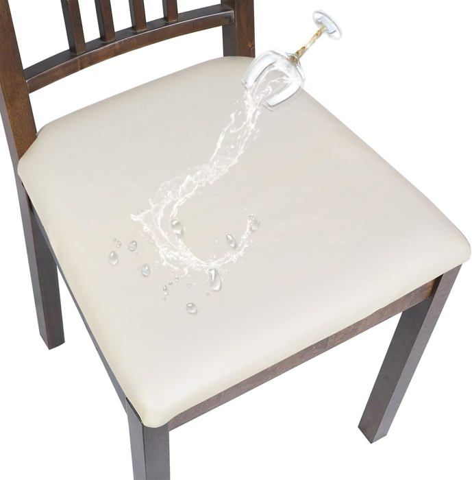 Housses De Siège Extensibles Imperméables SHENGYIJING - Pour Chaises Salle à Manger/Cuisine - Lot De 2 - Beige
