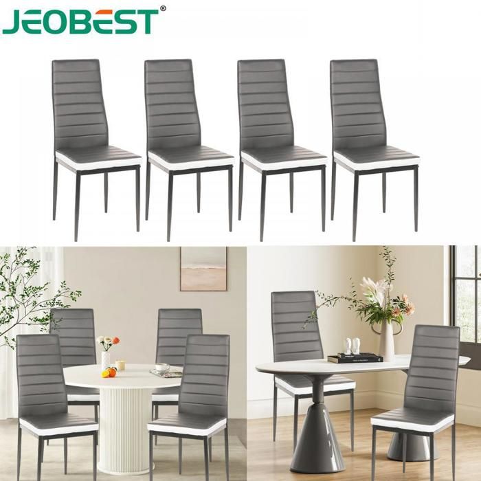 JEOBEST Lot de 4 Chaises de salle à manger - Chaises de cuisine - Fauteuils - capacité de charge 120kg - Simili - Scandinave