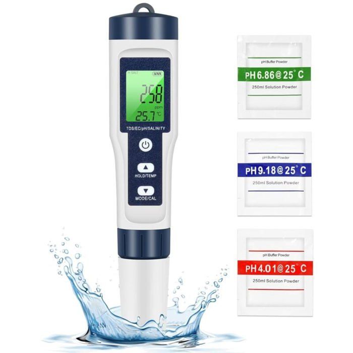 Testeur de qualité de leau - YYV - PH TDS Meter 5 en 1 - Mesure pH - TDS - Température