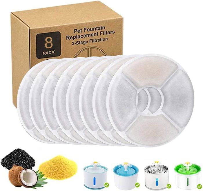 Comparer les prix de Filtre Fontaine Eau Chat,8pcs Filtres de Remplacement pour Fontaine à Chat Chien Triple Action,Filtres de Rechange de Fontaine