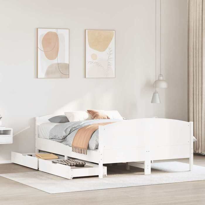vidaXL Cadre de lit sans matelas blanc 120x200 cm bois de pin massif 3301792