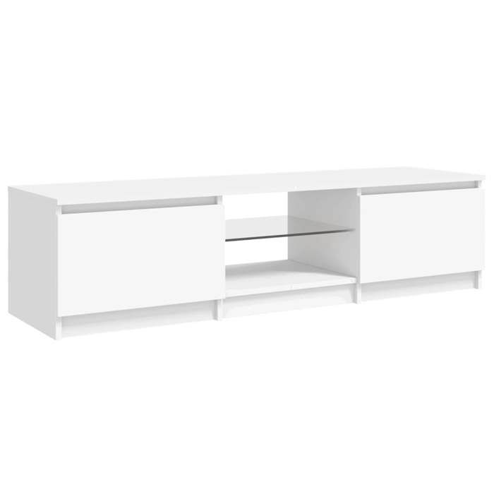 Meuble TV - Banc TV - Table TV - avec lumières LED - Blanc - 140x40x355 cm - T30
