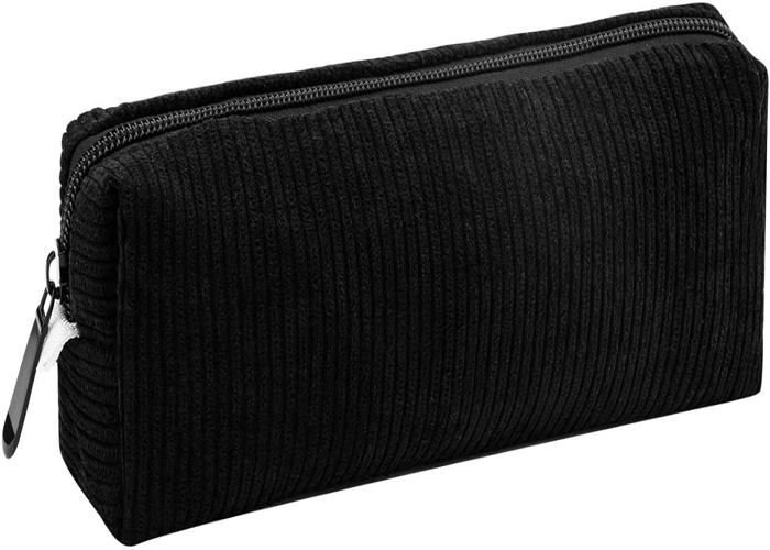 Vaolmlop Pencil Case,Double Couche Trousse À Crayons En Velours Côtelé,Grande Trousse De Papeterie,Trousse De Maquillage,Multi-Fonction Trousse À Crayons Avec Fermeture Éclair (Noir