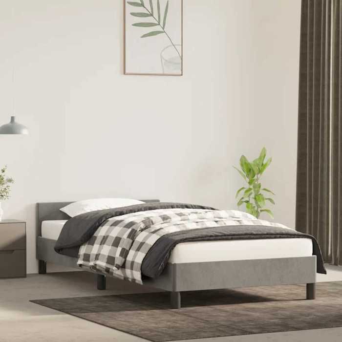 SALE 2025Structure/Cadre de lit - Lit 1 personne - gris clair - 100x200 cm velours 18.2 Kg 4811
