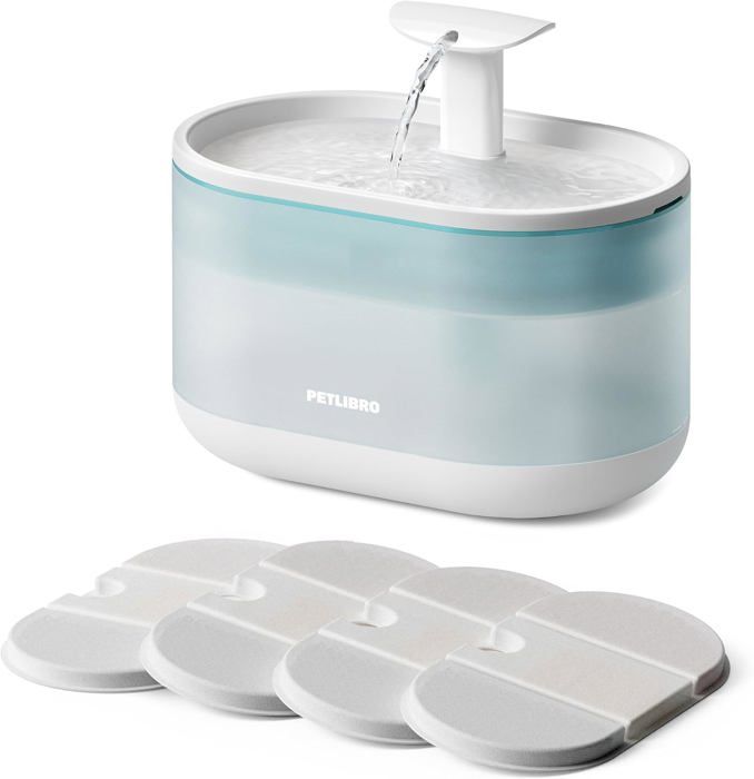 Comparer les prix de Fontaine A Eau Chat Ultra Silencieuse 21L Capsule Fontaine À Eau Pour Chat Avec 4 Filtres Et 4 Éponges Deux Modes De Débit D