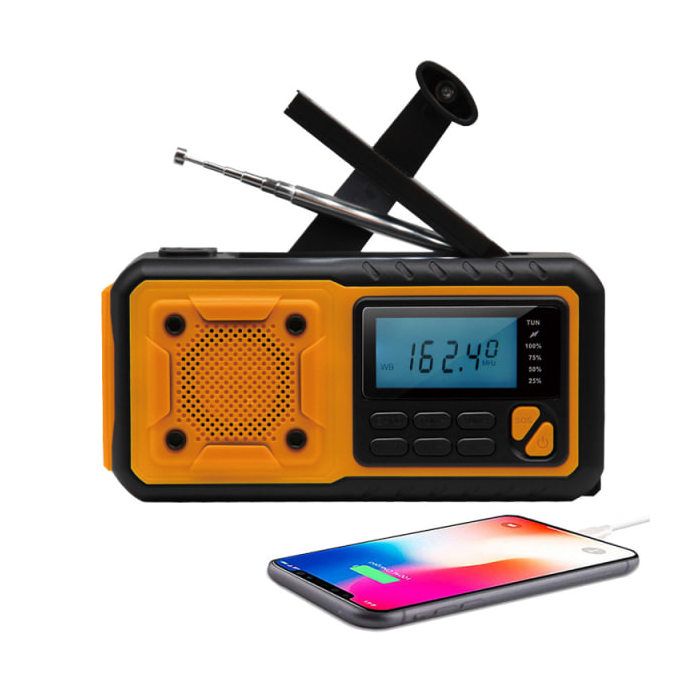 ®RisingFF Radio durgence à manivelle alimentée à lénergie solaire avec batterie externe de 4&nbsp;000 mAh