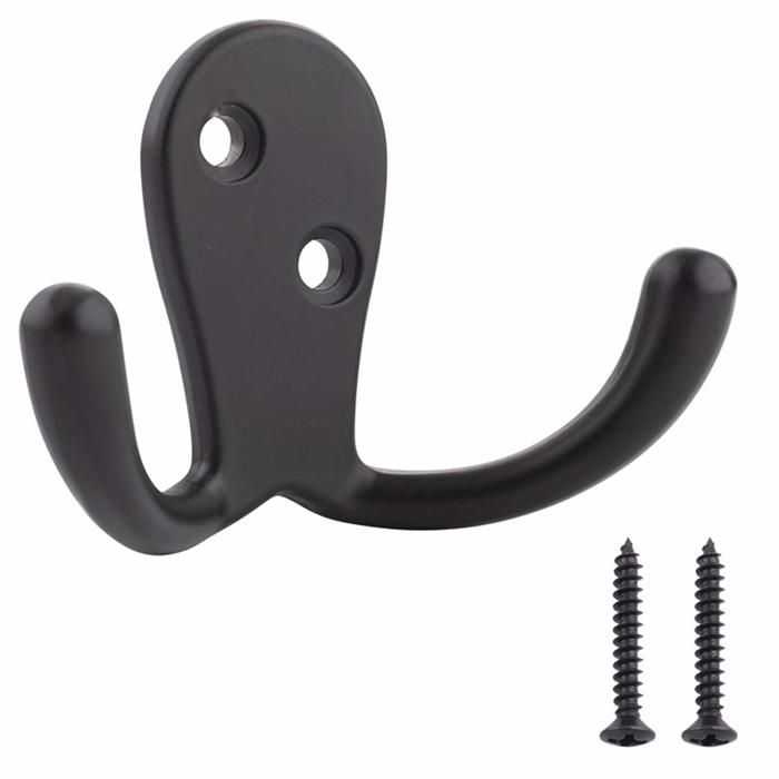 Lot de 5 patères murales courbées AIMOONSA noir mat - alliage de zinc charge 16 kg