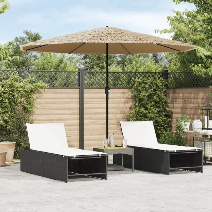 Parasol marron rond 2,66 x 2,66 m led FEIRO main image 1