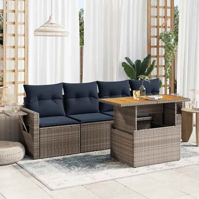 vidaXL Salon de jardin 5 pcs avec coussins résine tressée ensemble de canapés dextérieur ensemble de canapé dangle 3327435 - vue 2